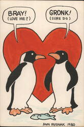 Valentine Penguins Postcard