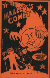 1985 Halley's Comet Trick or Treat Halloween Postcard