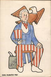 Uncle Sam Sits for Portrait, Gas Prices on His Mind Postcard