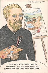 Vincent van Gogh Paints John in Hot Tub, Soap Opera Humor Postcard