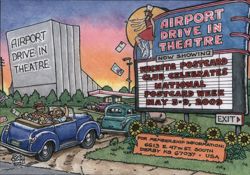 Airport Drive In Theatre, Wichita Postcard Club Postcard