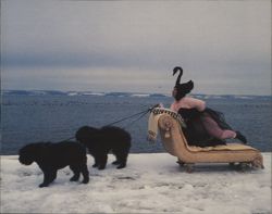 Swanson Empire Chaise (Dawn) with Two Poodles Postcard