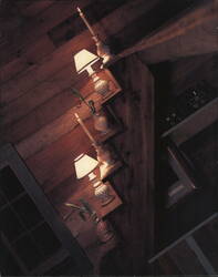 Up the Wooden Hill - Globe Candlestick Lamp with Shade Postcard