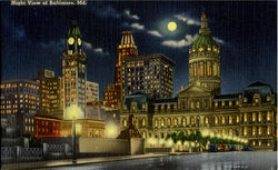 Night View of Baltimore Maryland Postcard Postcard