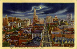 Skyline from Washington Monument Postcard