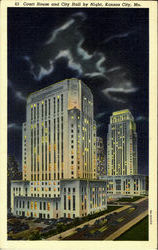 Court House and City Hall by Night Kansas City, MO Postcard Postcard