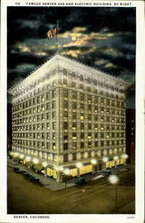 Famous Denver Gas and Electric Building, by Night Colorado Postcard Postcard