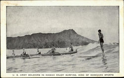 U.S. Army Soldiers In Hawaii Enjoy Surfing Postcard