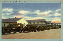 Ambulance Line-Up At Fort Devens Massachusetts Postcard Postcard