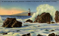 Heavy Surf And Mile Rock Lighthouse San Francisco, CA Postcard Postcard