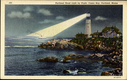 Portland Head Light By Night, Casco Bay Postcard