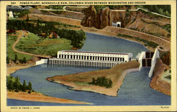 River Between Washington And Oregon, Power Plant Postcard