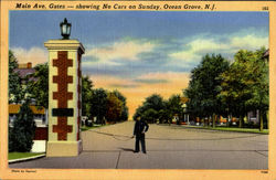 Main Ave.Gates-Showing No Cars on Sunday Postcard