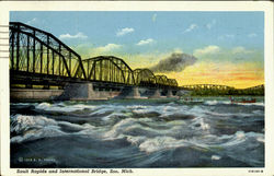 Sault Rapids and International Bridge Soo, MI Postcard Postcard