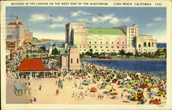 Bathing In The Lagoon On The West Side Of The Auditorium.Long Beach Postcard