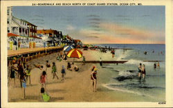 Boardwalk And Beach North Of Coast Guard Station Postcard