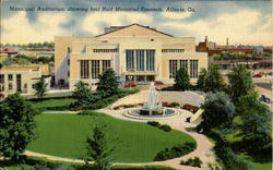 Municipal Auditorium Showing Joel Hurt Memorial Fountain Atlanta, GA Postcard Postcard