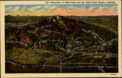 Panorama of Pikes Peak and the pikes Peak Region Colorado Postcard Postcard