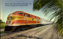 Florida East Coast Railway Streamliner Enrote though The Land of Palms Postcard