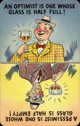 An Optimist Is One Whose Glass Is Half Full! Drinking Postcard Postcard