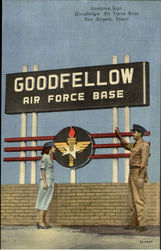 Entrance Sign Goodiellow Air fource Base Postcard