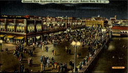 General View Boardwalk from Casino at night Asbury Park, NJ Postcard Postcard