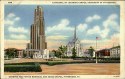 Catheral Of Learning Campus,University Of Pittsburgh, Shpwing The Foster Memorial And Heinz Chapel Postcard