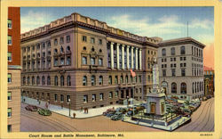 court House and Battle Monument Postcard