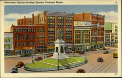 Monument Square looking Uptown Postcard