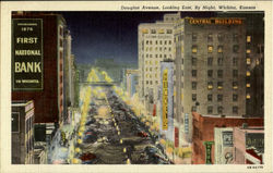 Douglas Avenue Looking East By Night Postcard