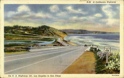 A California Highway, On U.S.Highay 101 ,lOs Angeles to San Diego Postcard