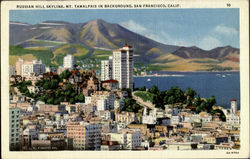 Russian Hill Skyline Mt.Tamlpais In Background San Francisco, CA Postcard Postcard