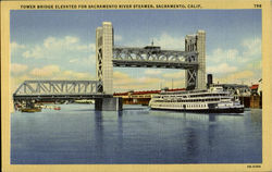 Tower Bridge Elevated For Sacramento River Steamer California Postcard Postcard