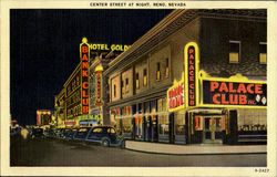 Center Street At Night Reno, NV Postcard Postcard