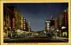 Center Street, Showing Hotel Golden Reno, NV Postcard Postcard