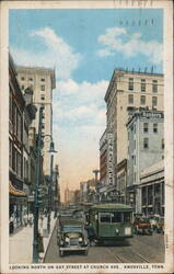 Looking North on Gay Street at Church Ave., Knoxville Postcard