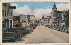 Main Street Looking West, Ventura, Calif. Postcard