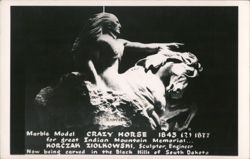 Marble Model Crazy Horse Indian Mountain Memorial Postcard