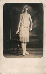 Woman in Flapper Dress and Hat Postcard