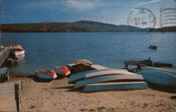 Rowboats on Shore, Lake Champlain, Willsboro, NY Postcard