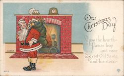 Santa Claus Standing in Front of a Fireplace Evelyn von Hartmann Postcard Postcard Postcard