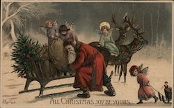 All Christmas Joy Be Yours - Packing the Sleigh with Angels Postcard