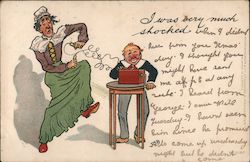 Short Man Generating Shock on Taller Woman Artist Signed Count Onfray de Breville (J.O.B.) Postcard Postcard Postcard