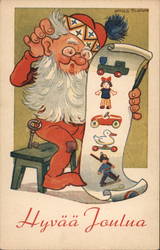 Santa Claus Dressed in Long Johns Holding Gift List Arnold Tilgmann Postcard Postcard Postcard