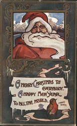 Santa Claus wishing all a merry Christmas and a happy new year Postcard