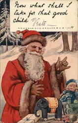 Santa Deciding on Which Toys to Deliver to Children Postcard