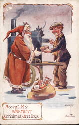 Accept my warmest Christmas Greetings Santa Claus Dudley Buxton Postcard Postcard Postcard