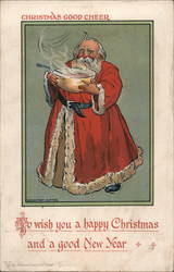 Santa Claus Holding a Bowl of Soup Broadfoot Carter Postcard Postcard Postcard