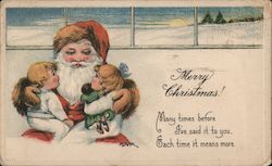 Santa Claus Holding Two Children on His Lap Postcard Postcard Postcard