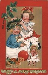 Wishing you a Merry Christmas from the Children Postcard Postcard Postcard